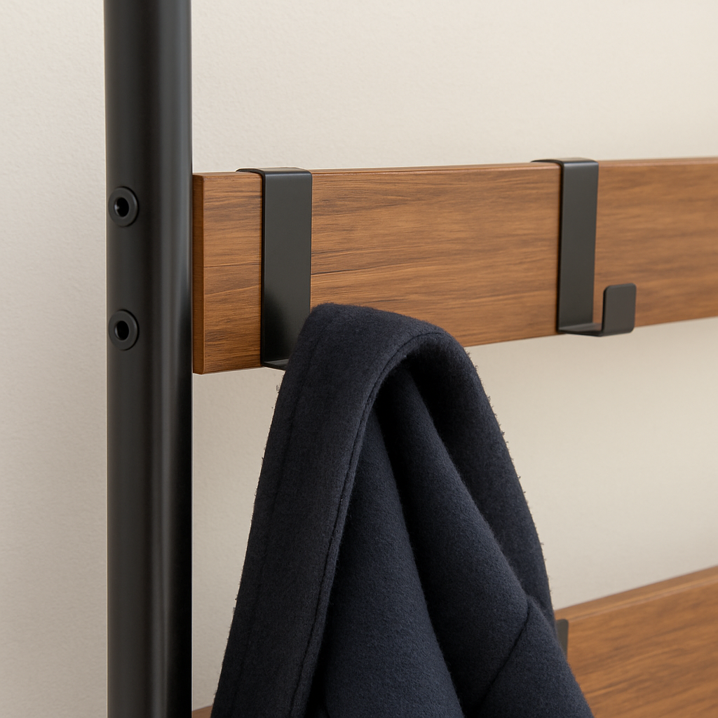 Square Steel Coat Rack with Shoe Storage Bench