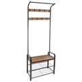 Curved Steel Coat Rack with Shoe Storage Bench