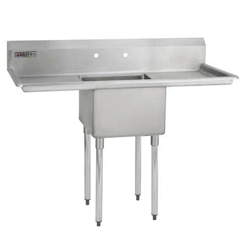 Kintera KES1C1818S-218 Stainless Steel Single Compartment Prep Sink w/ 2 Drain Boards, 54 x 24 x 43