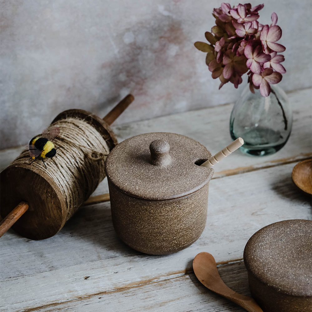 Rustic Ceramic Honey Jar