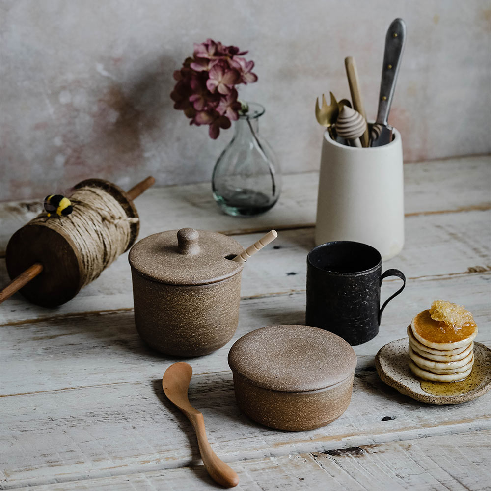 Rustic Ceramic Honey Jar